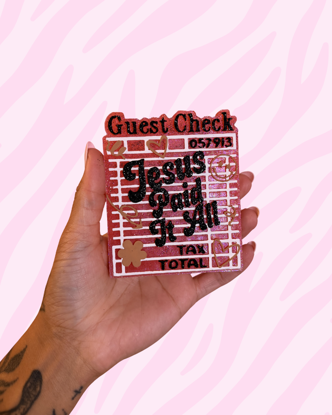 Jesus Paid it All (red) - Mahogany Teakwood